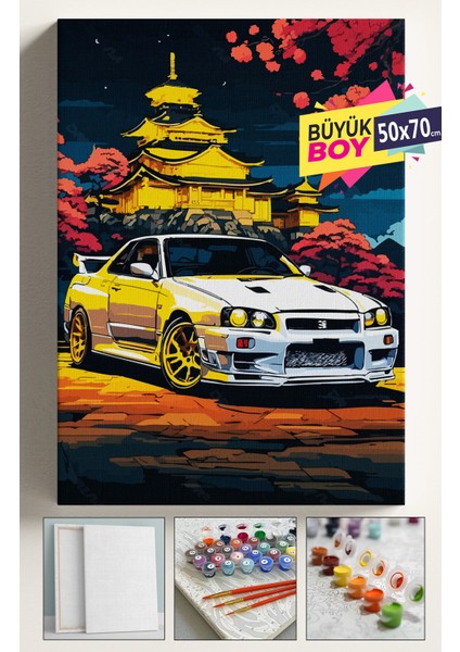 Sayılarla Boyama Seti Numaralı Tuval Fırça Boya Dahil Kasnaklı Set 50X70 cm - Subaru