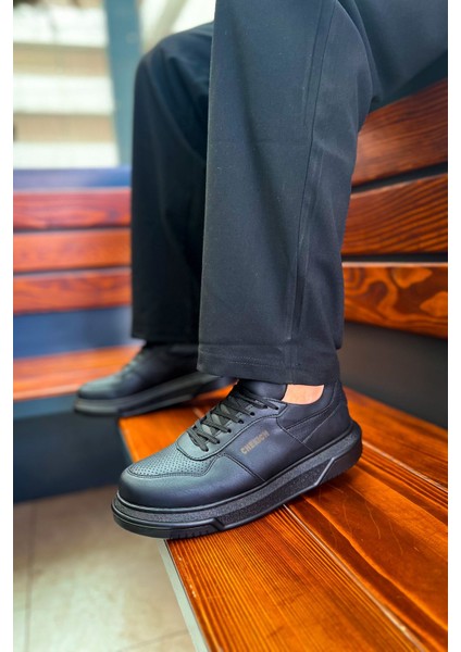 J075 Signature Ortopedik Taban Günlük Cilt Erkek Sneaker Spor Ayakkabı Cst Siyah