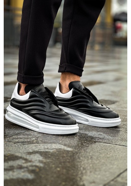 J299 Sollıevo Ortopedik Taban Günlük Cilt Erkek Sneaker Spor Ayakkabı Cbt Siyah/beyaz