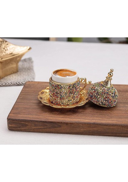 El Yapımı Taşlı Kristal Kahve Fincanı ve Tabağı Seti, Şık ve Özgün Tasarım fiyatları