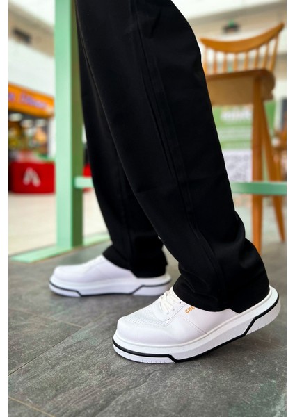 J075 Signature Ortopedik Taban Günlük Cilt Erkek Sneaker Spor Ayakkabı Cbt Beyaz/siyah fırsatları