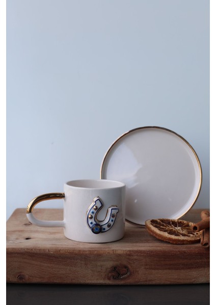 Şans Nalı Kabartmalı Beyaz Kahve Fincanı, Şık ve Özel Tasarım fiyatları