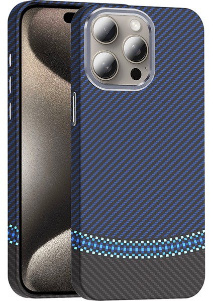 Apple iPhone 15 Pro Uyumlu Kılıf M-Safe Şarj Özellikli Karbon Fiber Görünümlü Zore Gros Kapak
