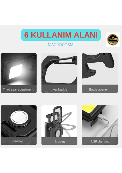 Audi Q2 2016-2017-2018-2019-2020-2021-2022-2023-2024-2025 Çok Amaçlı Taşınabilir Led, Işık | Usb-C Şarjlı, Mıknatıslı, Şişe Açacaklı Mini Kamp Lambası