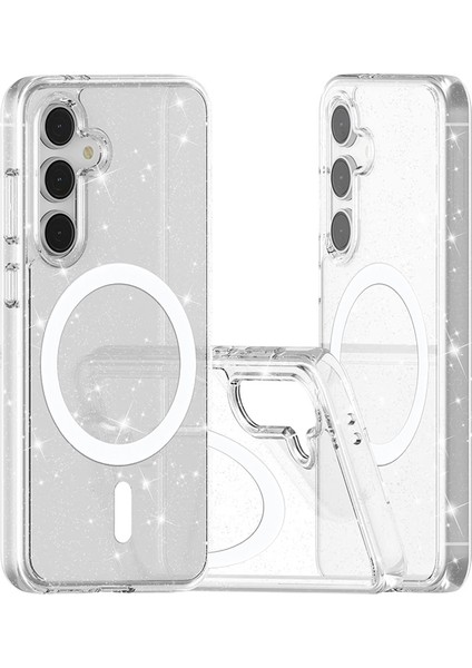 Samsung Galaxy S24 Fe Uyumlu Kılıf M-Safe Şarj Özellikli Parlayan Simli Saydam Renkli Zore Allstar Kapak fırsatları