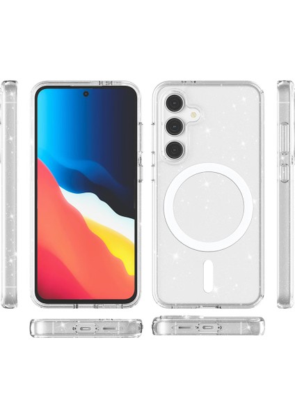 Samsung Galaxy S24 Fe Uyumlu Kılıf M-Safe Şarj Özellikli Parlayan Simli Saydam Renkli Zore Allstar Kapak indirimleri