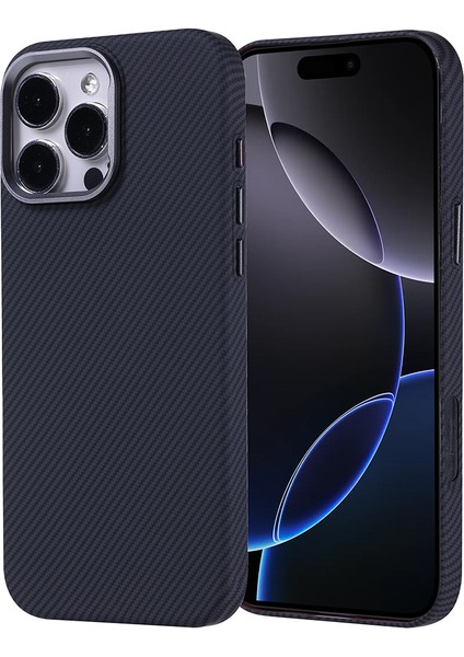 Apple iPhone 16 Pro Uyumlu Kılıf M-Safe Şarj Özellikli Karbon Fiber Görünümlü Zore Nekst Kapak