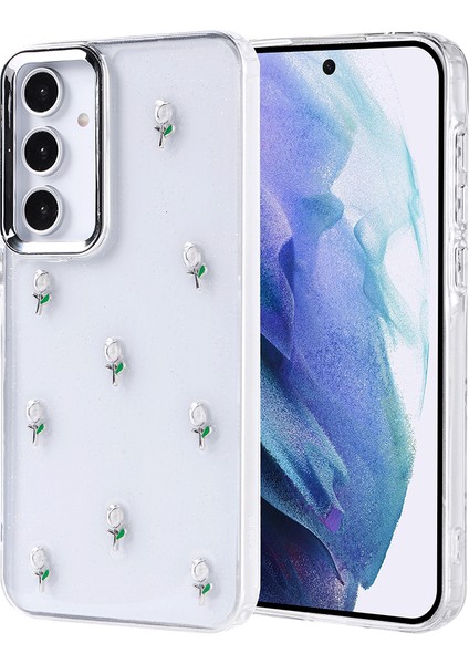 Samsung Galaxy A55 Uyumlu Kılıf Airbag Tasarımlı Simli Şeffaf Zore Kutup Kapak