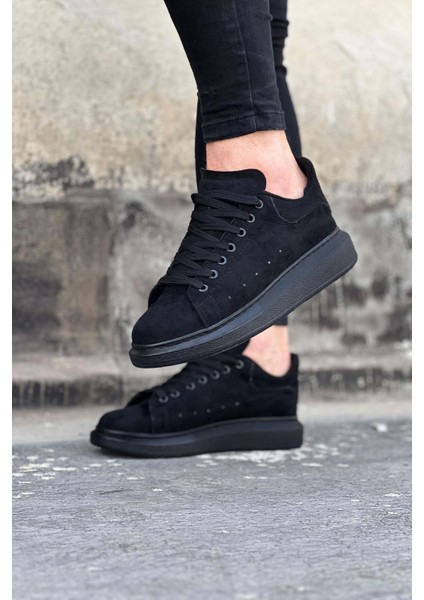 J096 Bağcıklı Ortopedik Taban Süet Erkek Sneaker Günlük Ayakkabı St Siyah fiyatları