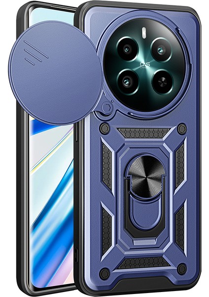 Realme 12 Uyumlu Kılıf Magnetik Standlı Kamera Korumalı Zore Sürgülü Vega Kapak