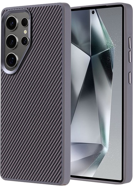 Samsung Galaxy S25 Ultra Uyumlu Kılıf M-Safe Şarj Özellikli Karbon Fiber Görünümlü Zore Troy Kapak