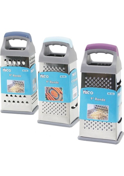 9 Inç 4gen Çelik Metal Rende Renkli Plastik Saplı Silikon Kaplama Taban (5047)