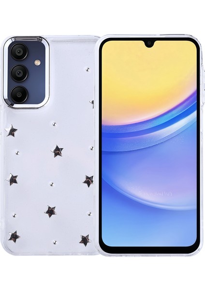 Samsung Galaxy A15 Uyumlu Kılıf Airbag Tasarımlı Simli Şeffaf Zore Kutup Kapak