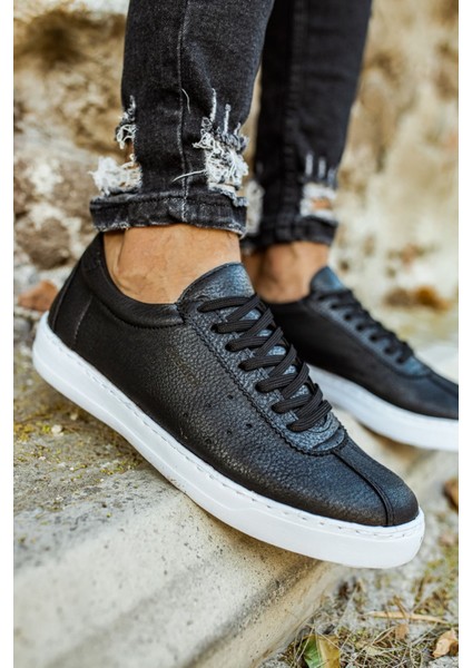 J063 Star-X Ortopedik Taban Günlük Cilt Erkek Sneaker Spor Ayakkabı Cbt Siyah