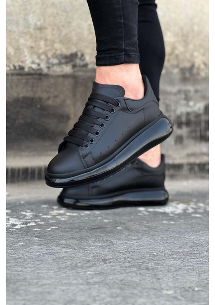 J095 Bağcıklı Ortopedik Taban Erkek Sneaker Günlük Ayakkabı St Siyah fiyatları