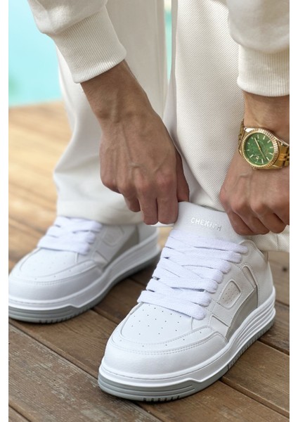J2410 Avax Ortopedik Taban Günlük Cilt Erkek Sneaker Spor Ayakkabı Cbt Beyaz