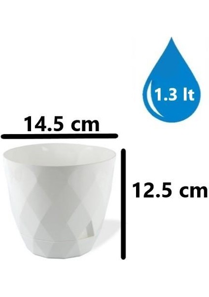KRS-452 Yakamoz Tabaklı Plastik Saksı Takımı 1.3 Lt Beyaz 6 Adet fiyatları