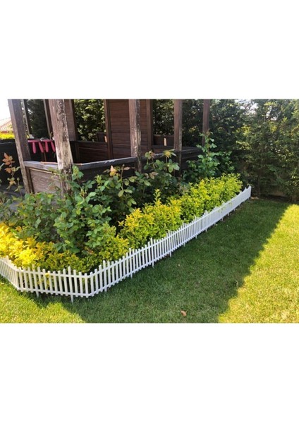 Beyaz 4,72M Bahçe Çiti, 8 Adet, Dekoratif ve Dayanıklı Plastik Çit Seti