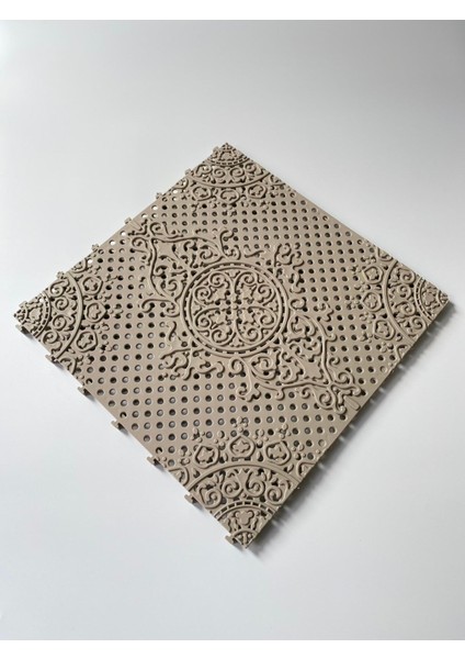 Krem Çini Desenli Ortopedik Plastik Yer Karosu 33X33CM, Zemin Döşeme Izgarası
