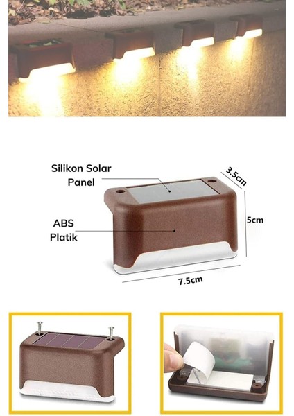 Solar Güneş Enerjili Köşebent Merdiven ve Bahçe Aydınlatma, LED Işık, Tekli, Beyaz modelleri