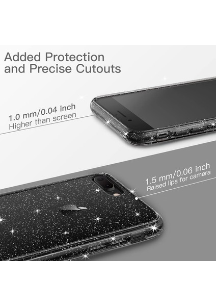 iPhone 7/8/se/7plus/8plus/x/xs/xs Max Modelleriyle ile Uyumlu Parlak Simli Transparan Silikon Kılıf