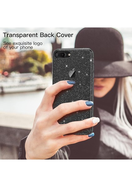 iPhone 7/8/se/7plus/8plus/x/xs/xs Max Modelleriyle ile Uyumlu Parlak Simli Transparan Silikon Kılıf