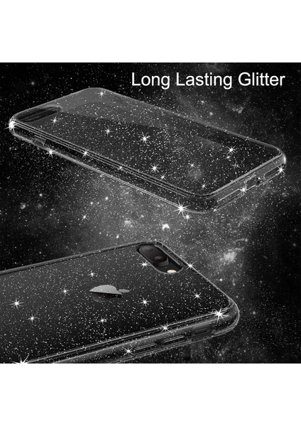 iPhone 7/8/se/7plus/8plus/x/xs/xs Max Modelleriyle ile Uyumlu Parlak Simli Transparan Silikon Kılıf