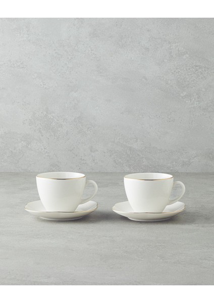 Şık Porselen Çay Fincanı Takımı, Gold Detaylar ile Zarif Sunum