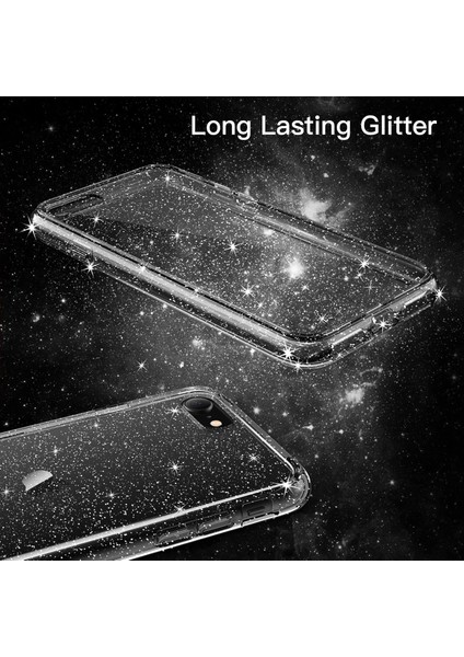 iPhone 7/8/se/7plus/8plus/x/xs/xs Max Modelleriyle ile Uyumlu Parlak Simli Transparan Silikon Kılıf fırsatları
