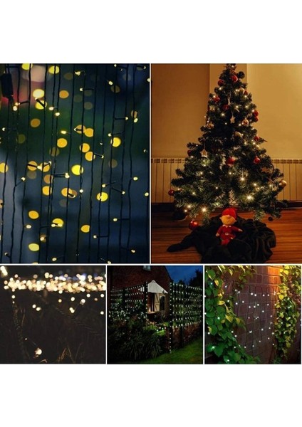 Güneş Enerjili Bahçe Aydınlatması, 8 Mod, 5 Metre, 25 Led, Çok Renkli