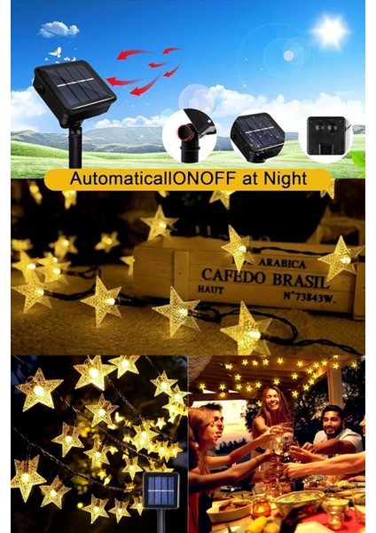 Güneş Enerjili Bahçe Aydınlatması, 8 Mod, 5 Metre, 25 Led, Çok Renkli