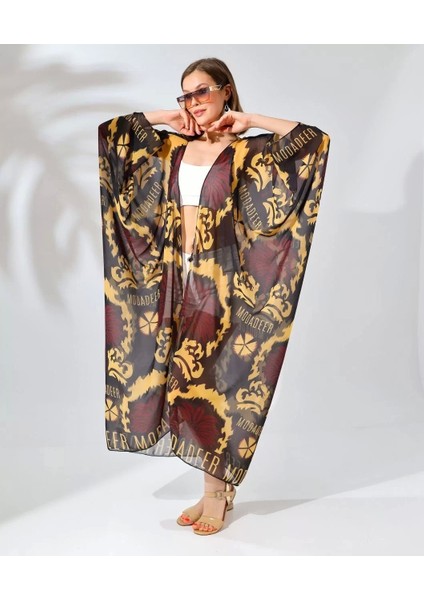 Kadın Rahat Kesim Şifon Kimono - Kahve modelleri