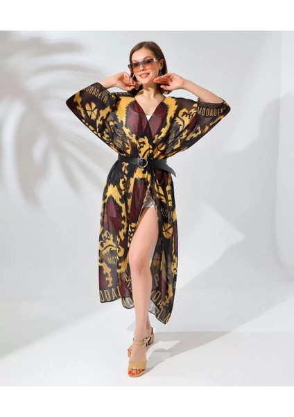 Kadın Rahat Kesim Şifon Kimono - Kahve fırsatları