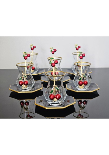 18 Parça Kıraçlı Çay Seti, Siyah ve Beyaz, Zarif ve Şık Tasarım fiyatları