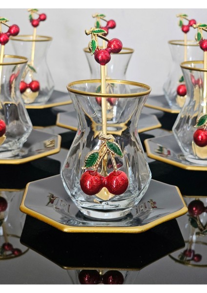 18 Parça Kıraçlı Çay Seti, Siyah ve Beyaz, Zarif ve Şık Tasarım modelleri