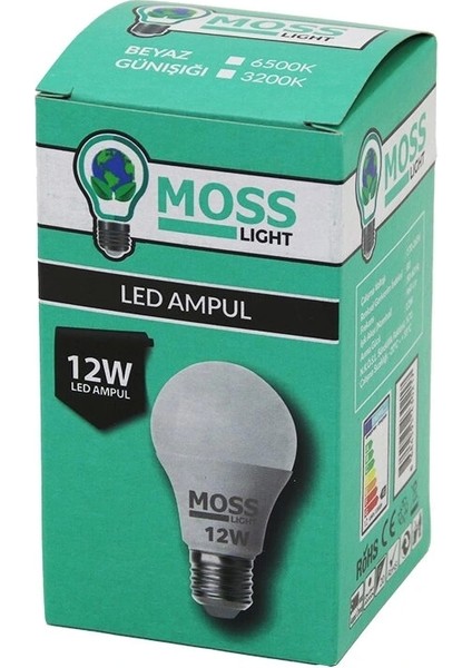Moss Lıght 12W Beyaz LED Ampul E27 960LM 6500K (5047)