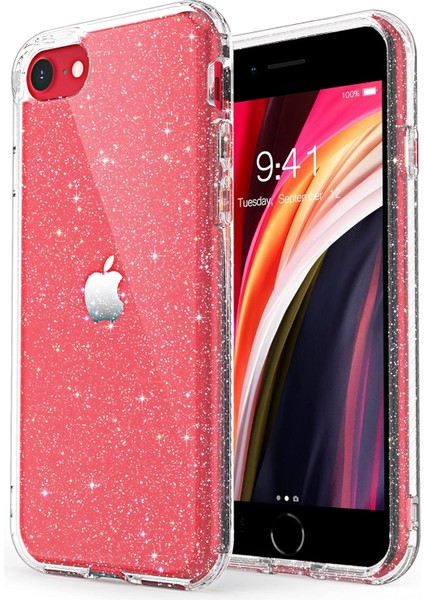 iPhone 7/8/se/7plus/8plus/x/xs/xs Max Modelleriyle ile Uyumlu Parlak Simli Transparan Silikon Kılıf