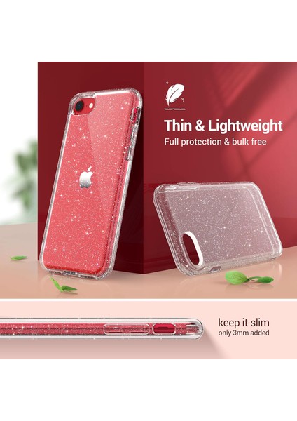 iPhone 7/8/se/7plus/8plus/x/xs/xs Max Modelleriyle ile Uyumlu Parlak Simli Transparan Silikon Kılıf modelleri