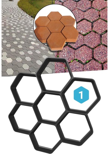 46X46 cm Altıgen Zemin Kalıbı, Beton ve Parke Taşı Için, Siyah Renk