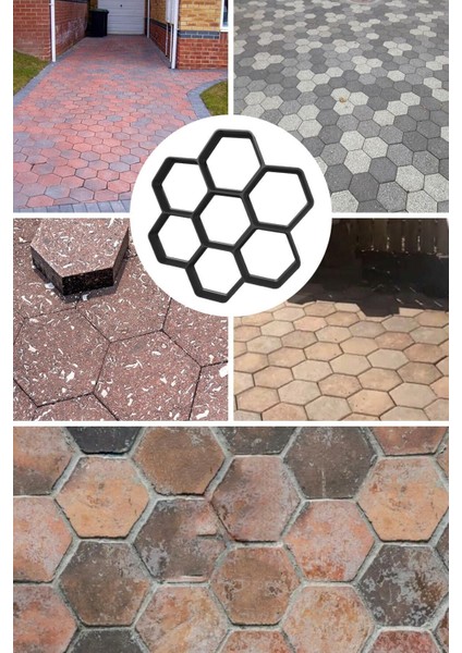 46X46 cm Altıgen Zemin Kalıbı, Beton ve Parke Taşı Için, Siyah Renk indirimleri