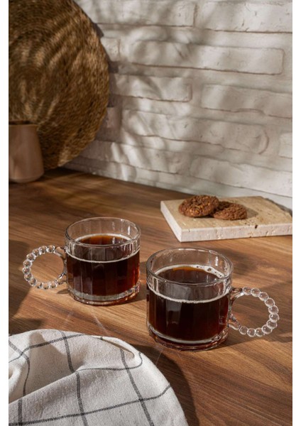 Turuncu 3'lü Cam Boncuklu Kupa Seti, Şık ve Renkli Içecek Keyfi Sağlar