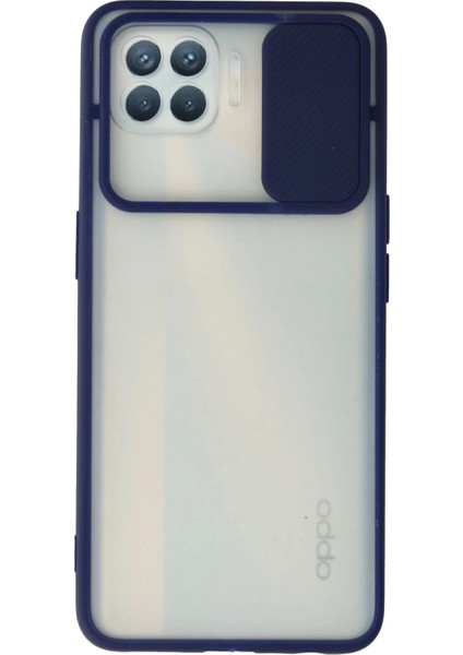 Reno 4 Lite Kılıf Palm Buzlu Kamera Sürgülü Silikon - Lacivert Svlrs