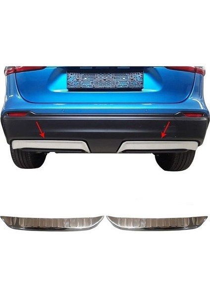 Nissan Qashqai Arka Difüzör 2017 ve Sonrası 2 Parça Paslanmaz Çelik modelleri