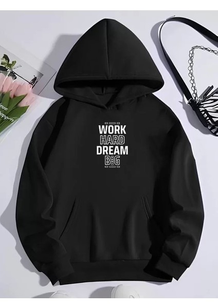 Kışlık Üç Iplik Kapüşonlu Sweatshirt - Siyah