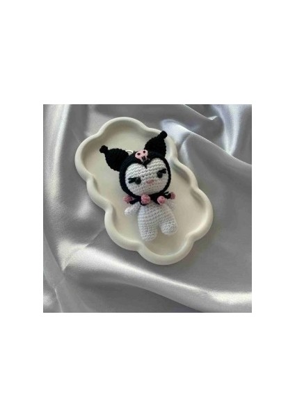 Amigurumi Anahtarlık El Yapımı Kuromi 12 cm Siyah