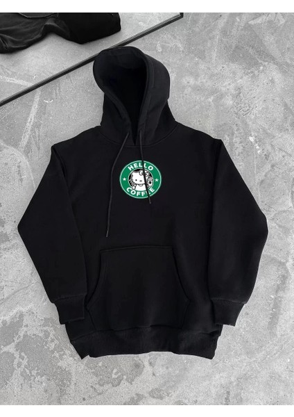 Üç Iplik Penye Uzun Kol Kapüşonlu Sweatshirt - Siyah fırsatları