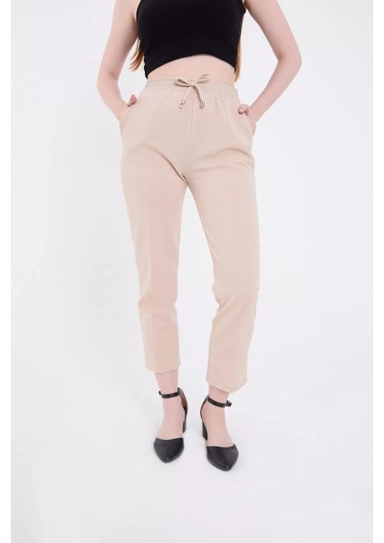 Kadın Tam Kalıp Basic Eşofman Pantolon - Bej