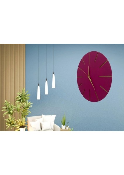 Ahşap Minimal Dekoratif Duvar Saati - 33X33 cm Fuşya fiyatları