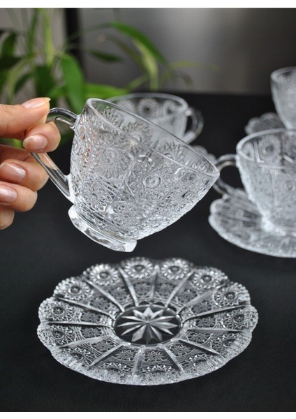 12 Parça Kristal Cam Çay Takımı, 200 Ml, 6 Kişilik, Lüx ve Şık Tasarım modelleri