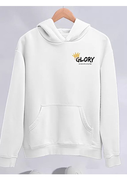 Kışlık Üç Iplik Kapüşonlu Sweatshirt - Beyaz